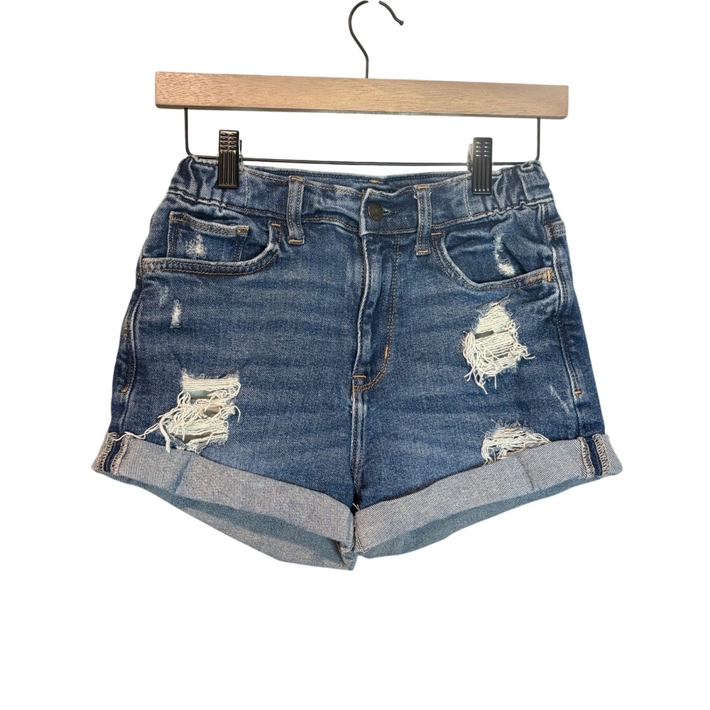 Arizona Jean Co High Rise Curvy Distressed Denim Shorts Blue Size 3